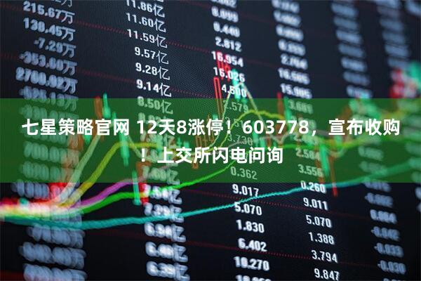 七星策略官网 12天8涨停！603778，宣布收购！上交所闪电问询